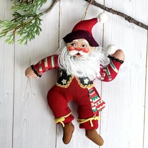 Annalee Elf Ornament White Beard Snowball Hand Painted Face Whimsical 7.5" Tall